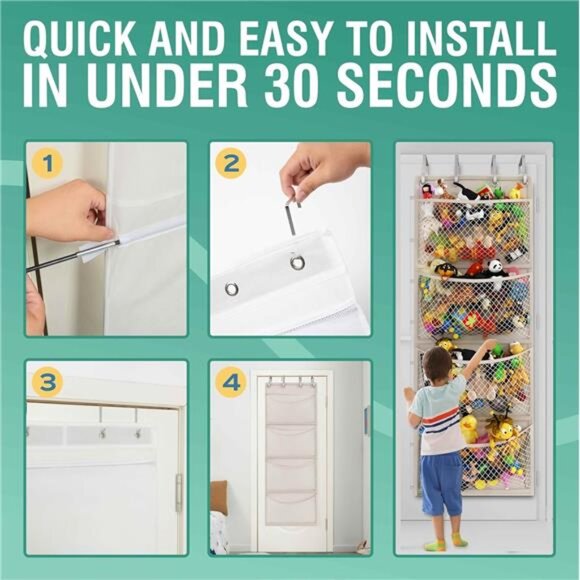 Stuffed Animal Storage (Patent Pending) - Over Door Organizer for Stuffies - Picture 2 of 7